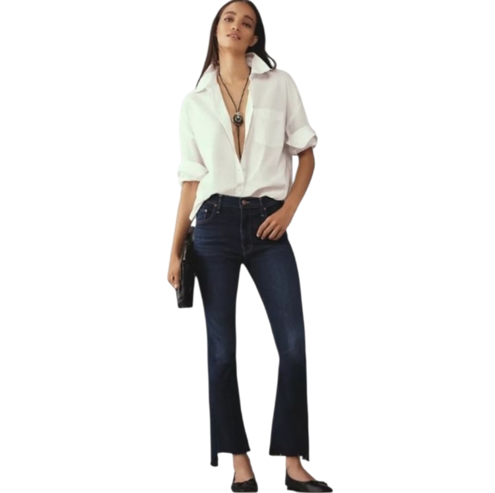MOTHER Jeans The Insider Crop Step Fray Off Limits Wash Size 28